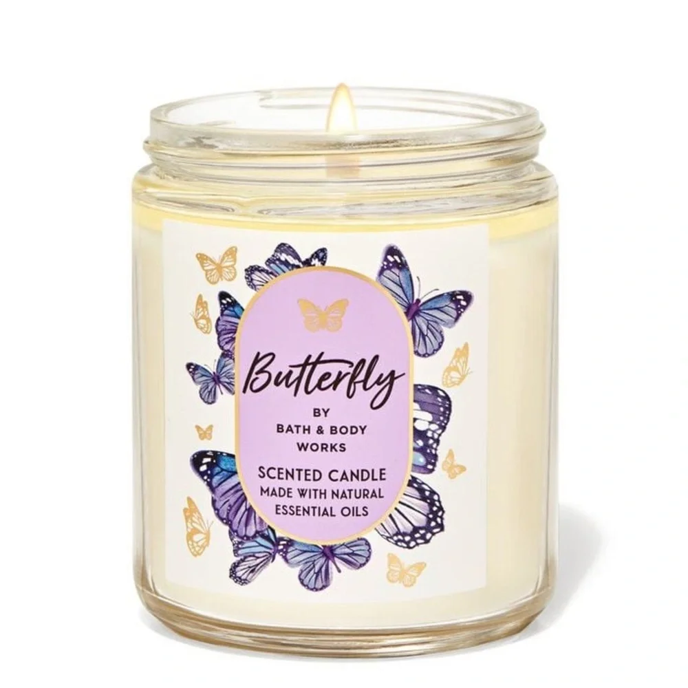 Bath & Body Works Butterfly single wick candle with lid